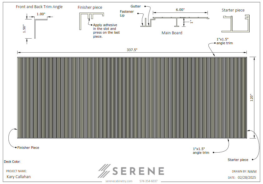 Custom Deck Material for Kary Callahan - 50% Down