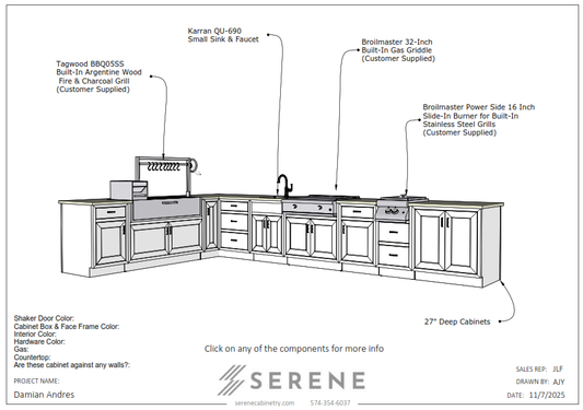 Custom Kitchen for Damian Andres - 50% Down