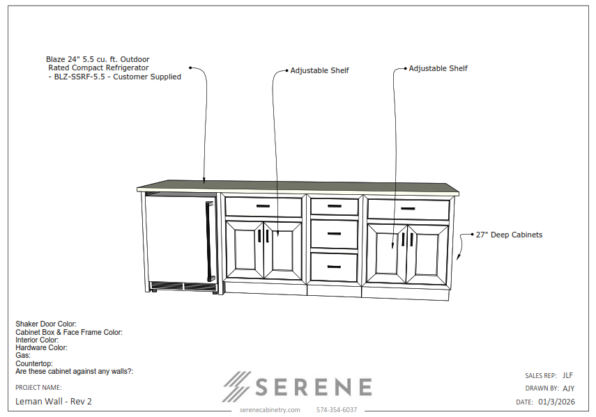Custom Kitchen for Leman Wall - 50% Down