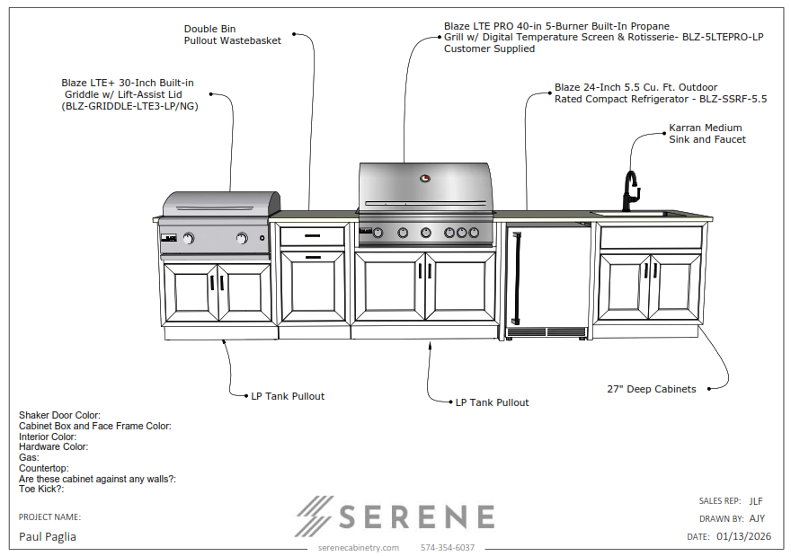 Custom Kitchen for Paul Paglia - 50% Down