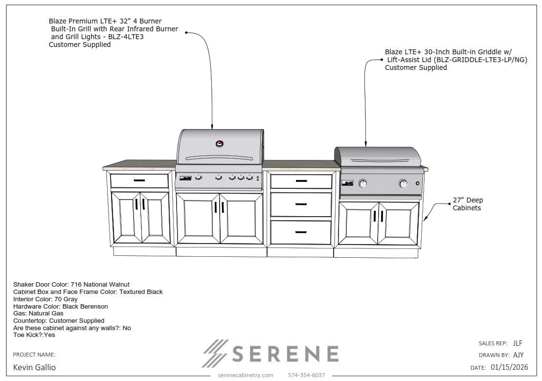 Custom Kitchen for Kevin Gallio - 50% Down