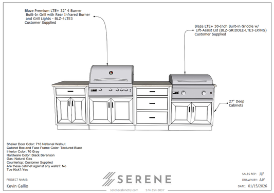 Custom Kitchen for Kevin Gallio - 50% Down