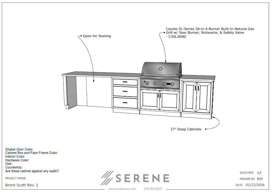 Custom Kitchen for Brent Scott - 50% Down