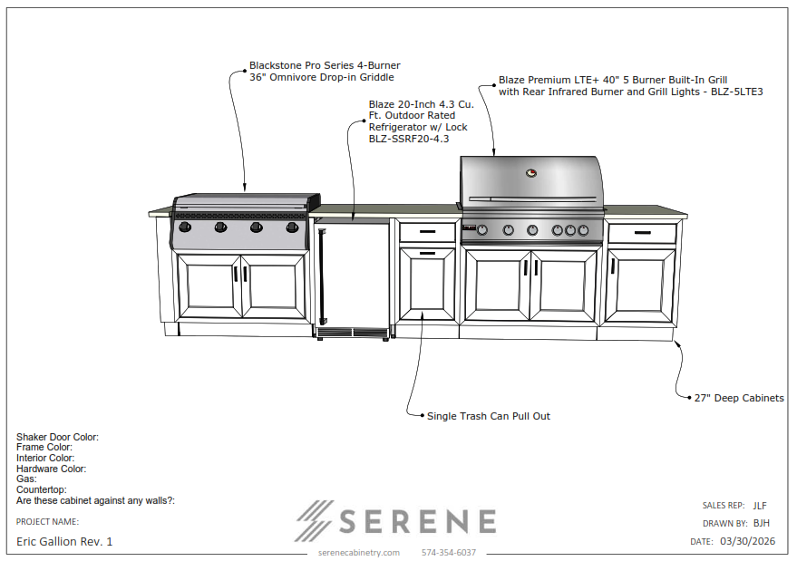 Custom Kitchen for Eric Gallion - 50% Down