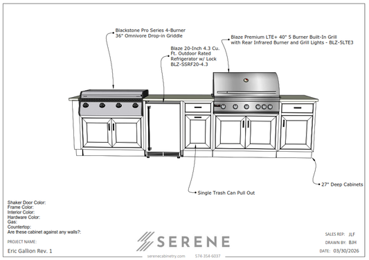 Custom Kitchen for Eric Gallion - 50% Down