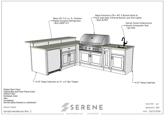 Custom Kitchen for Gerald Henderson - 50% Down