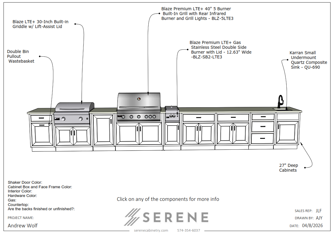 Custom Kitchen for Andrew Wolf - 50% Down