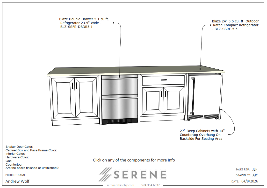 Custom Kitchen for Andrew Wolf - 50% Down