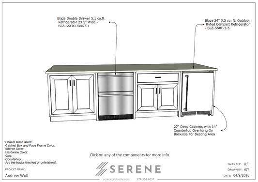 Custom Kitchen for Andrew Wolf - 50% Down