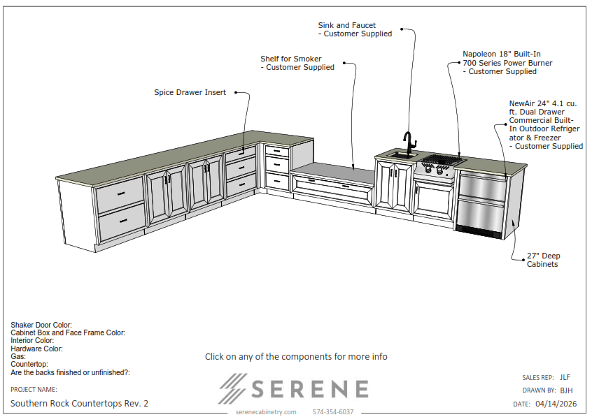 Custom Kitchen for Southern Rock Countertops - 50% Down