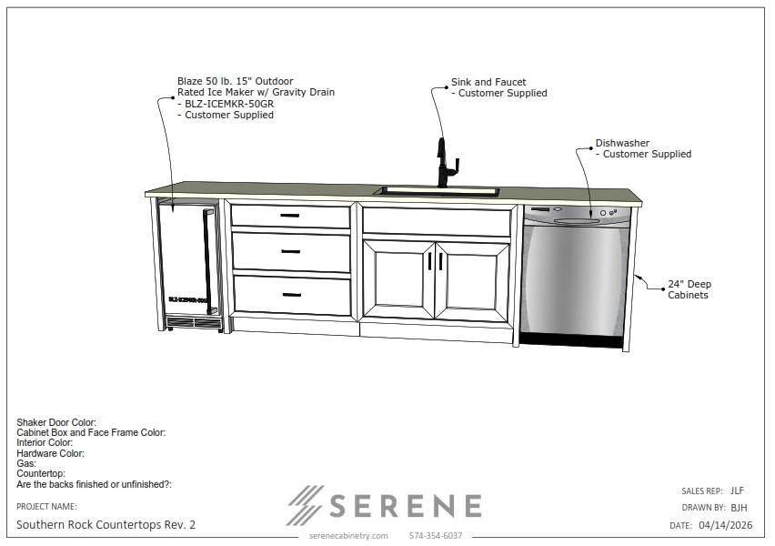 Custom Kitchen for Southern Rock Countertops - 50% Down