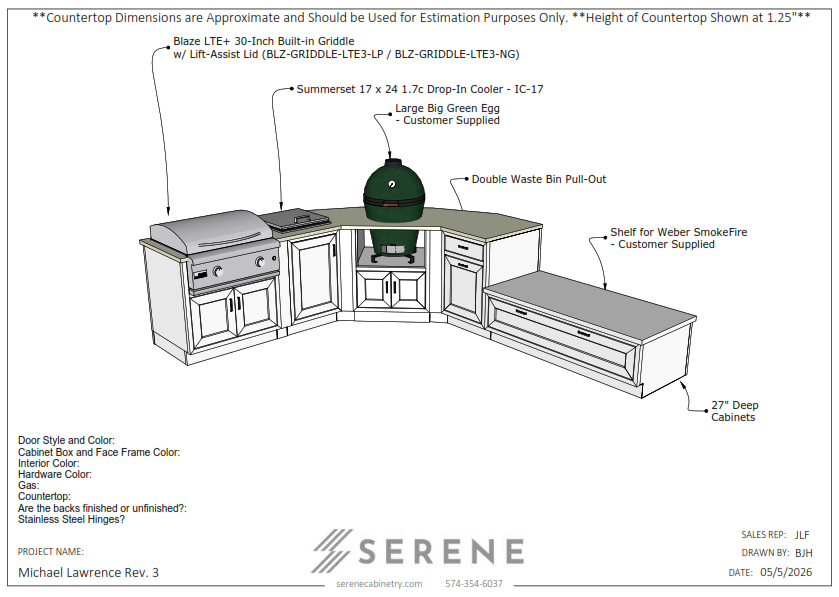 Custom Kitchen for Michael Lawrence - 50% Down
