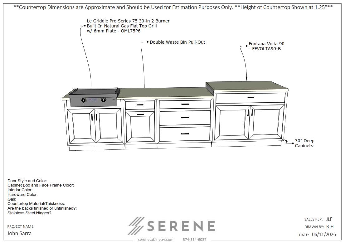 Custom Kitchen for John Sarra - 50% Down