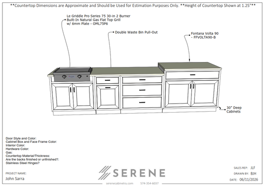 Custom Kitchen for John Sarra - 50% Down