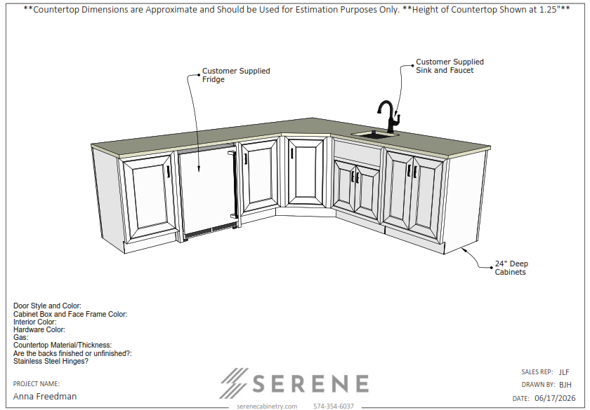 Custom Kitchen for Esher Construction (Anna Freedman Job) - 50% Down