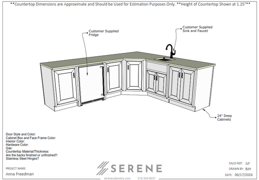 Custom Kitchen for Esher Construction (Anna Freedman Job) - 50% Down