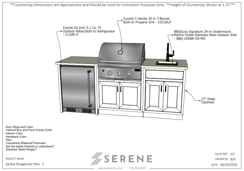 Custom Kitchen for Jackie Bregenzer - 50% Down
