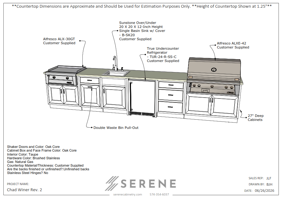 Custom Kitchen for Kingdom Pools (Chad Winer) - 50% Down