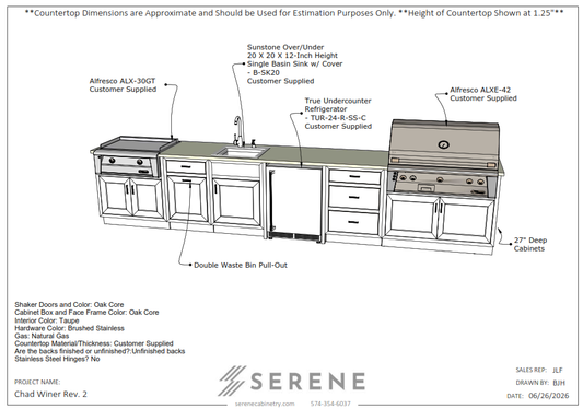 Custom Kitchen for Kingdom Pools (Chad Winer) - 50% Down