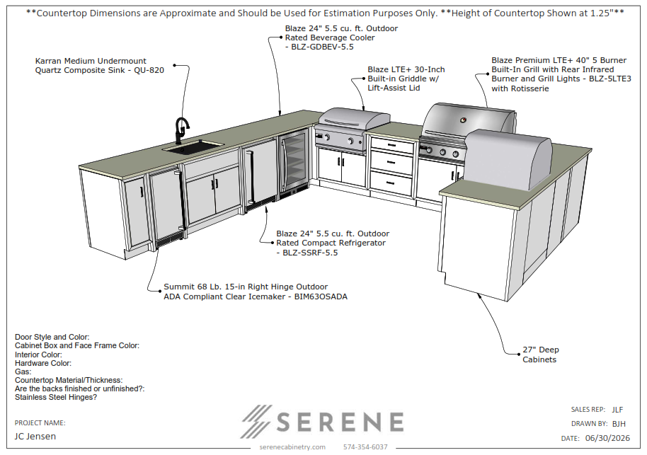Custom Kitchen for Hartman Residential Solutions (JC Jensen Beach) - Full Payment