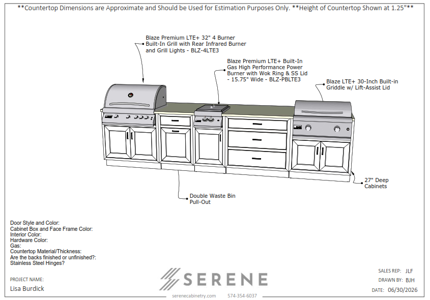 Custom Kitchen for Lisa Burdick - 50% Down