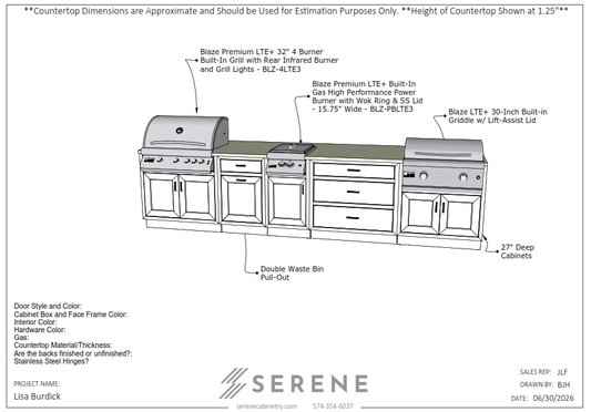 Custom Kitchen for Lisa Burdick - 50% Down
