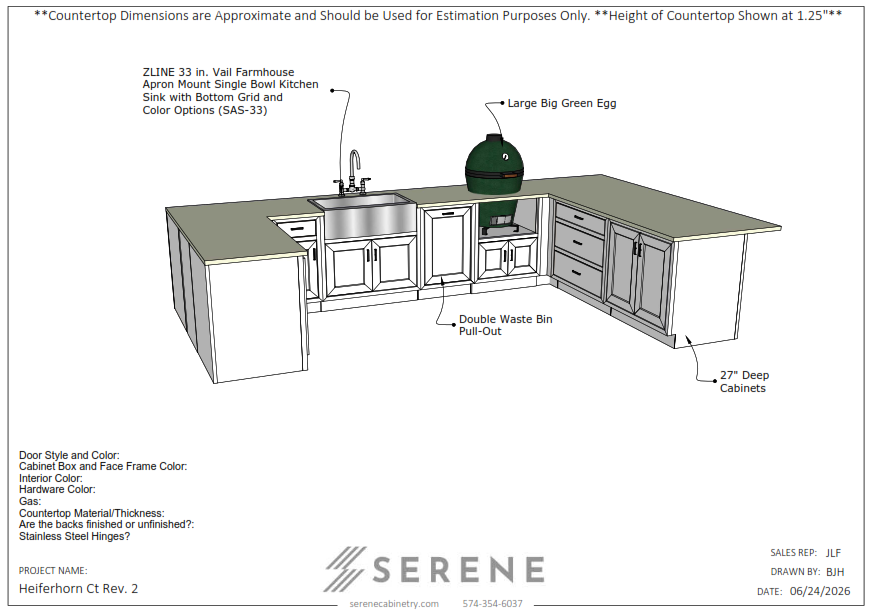 Custom Kitchen for Outdoor Oasis (Heiferhorn Ct) - 50% Down