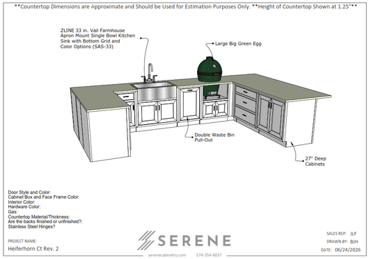 Custom Kitchen for Outdoor Oasis (Heiferhorn Ct) - 50% Down