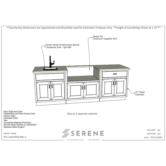 Custom Kitchen for Eric Leventhal - 50% Down