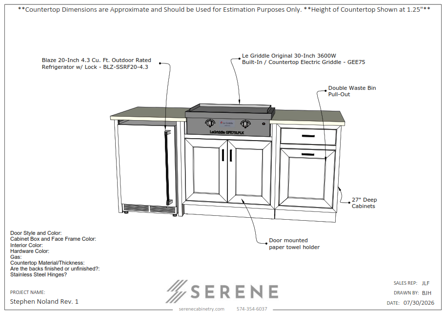 Custom Kitchen for Stephen Noland - 50% Down