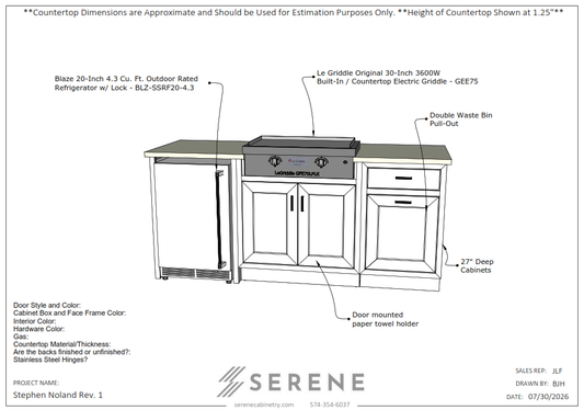 Custom Kitchen for Stephen Noland - 50% Down