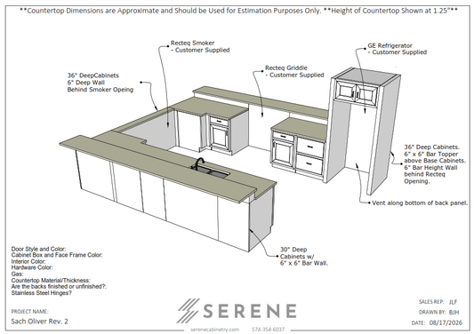 Custom Kitchen for Sach Oliver - 50% Down