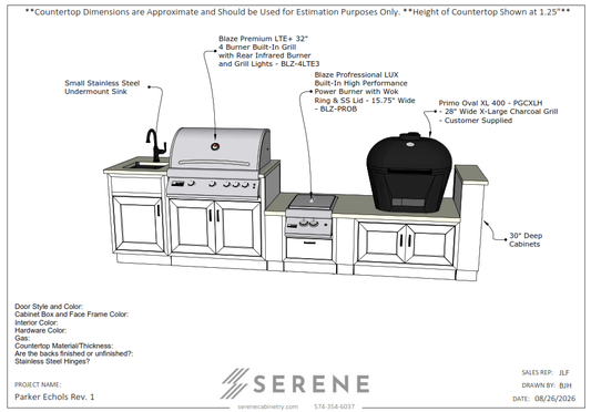 Custom Kitchen for Parker Echols - 50% Down