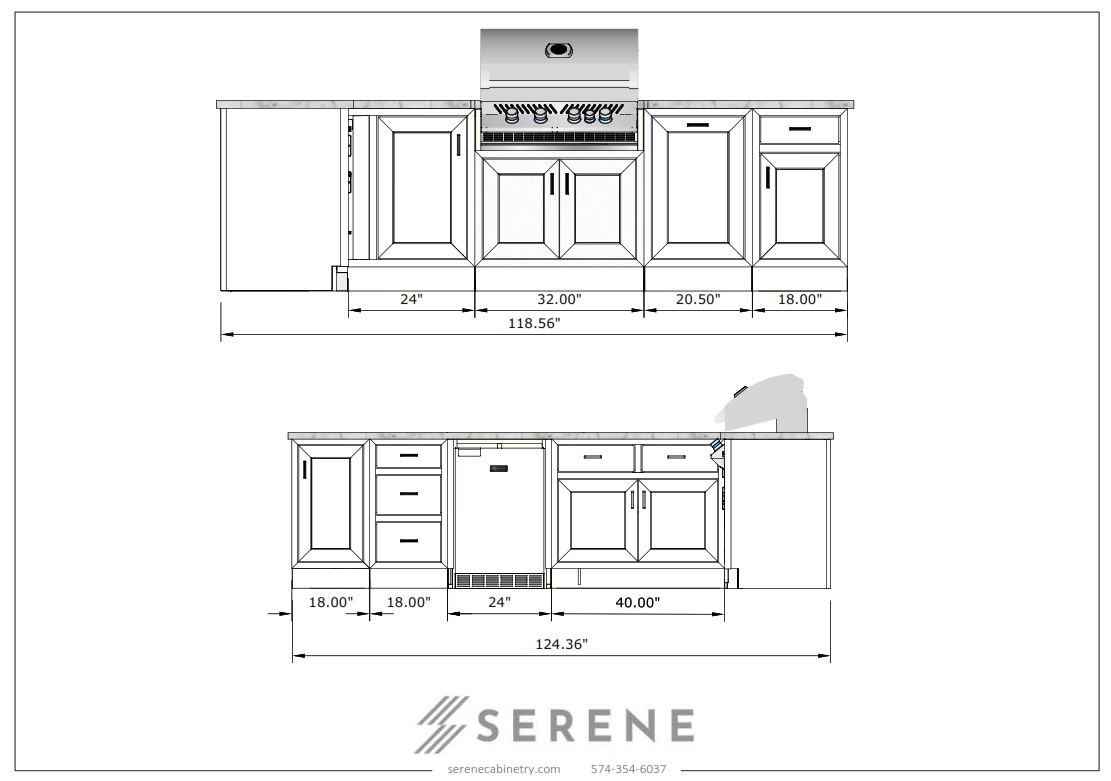 Andrea - L Shape Kitchen 116" x 118"