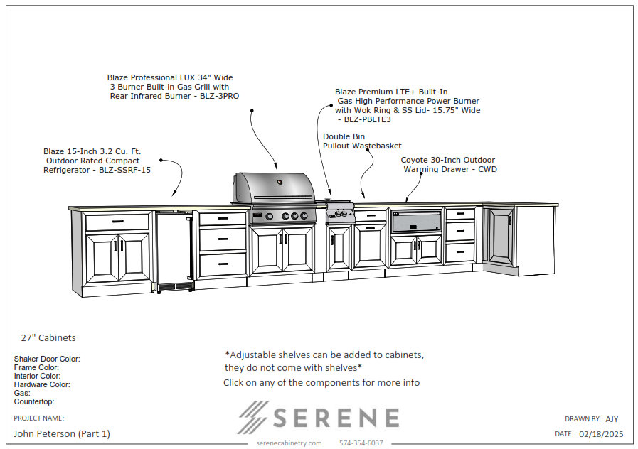 Custom Kitchen for John Peterson - 50% Down