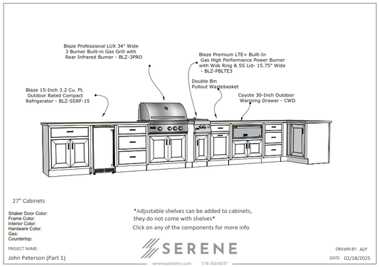Custom Kitchen for John Peterson - 50% Down