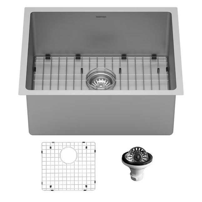 21.25" Medium Karran Stainless Steel Undermount 16 ga Sink Kit (SU73-PK1)