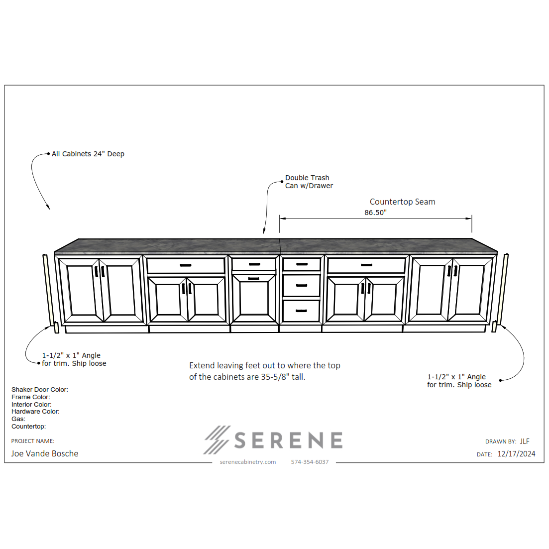 Custom Kitchen for Joe Vande Bosche - 50% Down