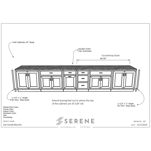 Custom Kitchen for Joe Vande Bosche - 50% Down