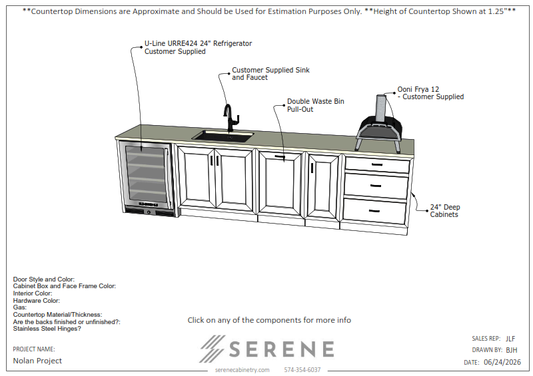 Custom Kitchen for Raleigh Outdoor (Nolan) - 50% Down