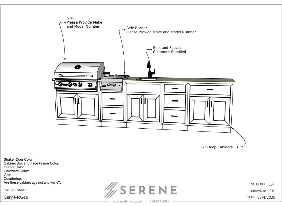 Custom Kitchen for Gary McGee - 50% Down